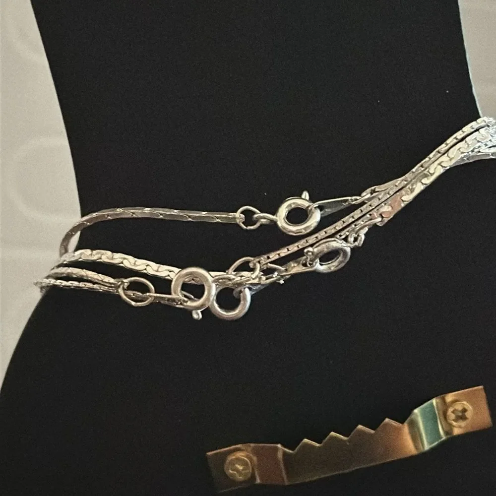 Faux Silver Bracelets for Women Set of 4 Stackable Fashion